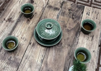 A Sculpted Celadon Gaiwan Set Where Tang Dynasty Motifs Meet Modern Tea Rituals