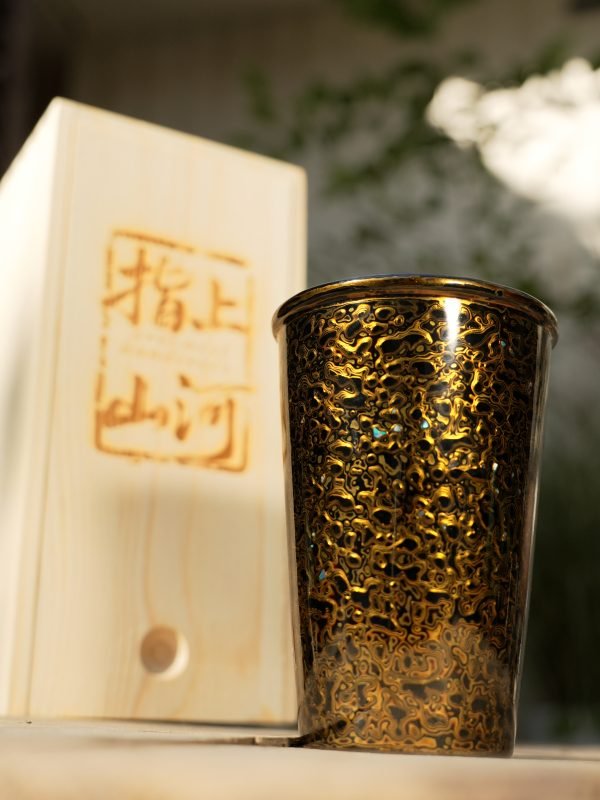 Close detail of handmade lacquer texture and layered surface
