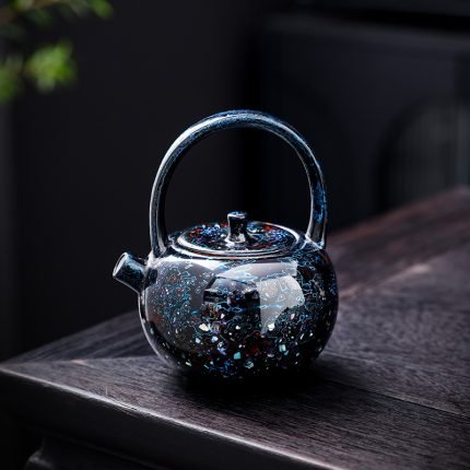 Handmade Lacquer Liang (Overhead Handle) Pot – Chinese Urushi Art | Oriental Home Decor Gift