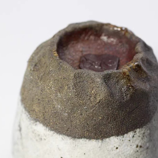 purple clay cup 5 Exposed clay foot and natural wood-firing marks – 28-fire handmade teacup