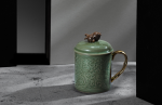 Yaozhou celadon mug pomegranate lid Chinese ceramic cup