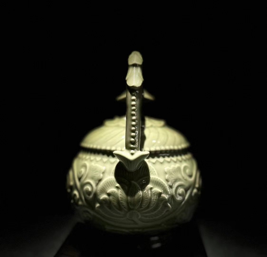 Chinese inverted ewer phoenix handle Yaozhou kiln celadon Chinese inverted ewer phoenix handle Yaozhou kiln celadon