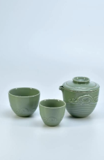 Chinese celadon wave relief carving detail Yaozhou