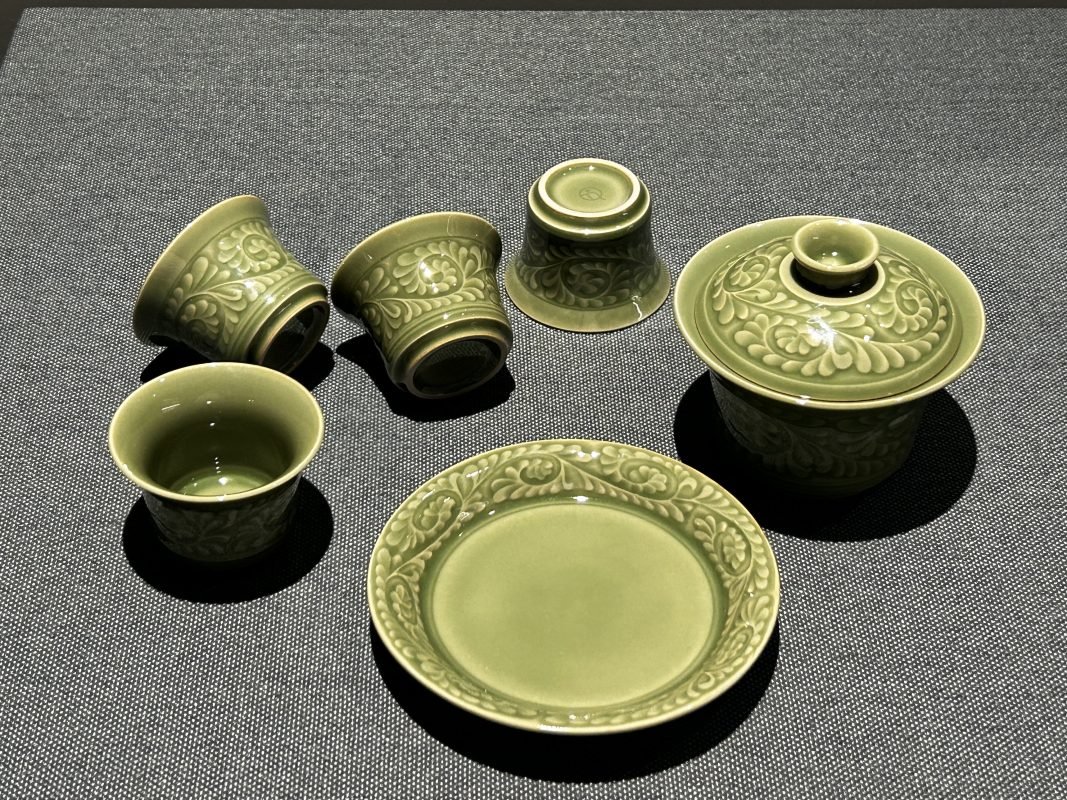 Chinese gaiwan tea set Tang style Yaozhou celadon handmade