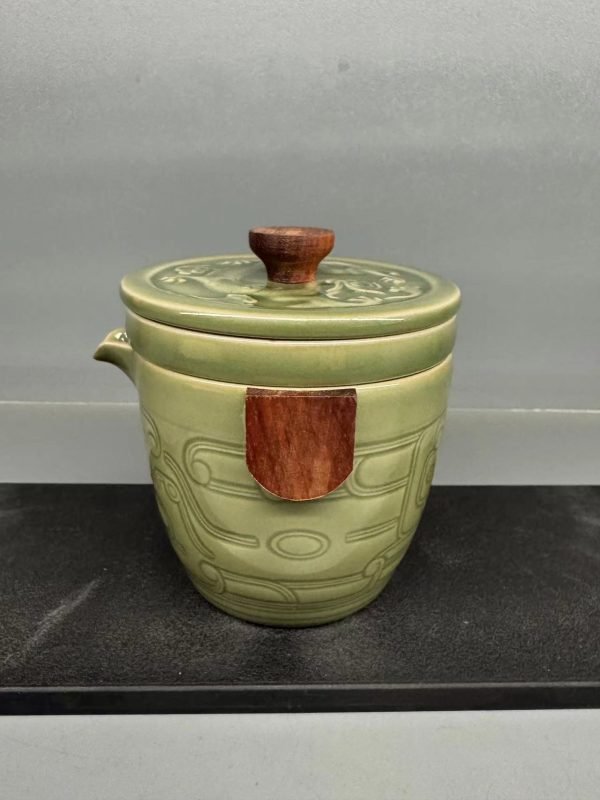 Yaozhou celadon dragon motif travel tea set Chinese ceramic
