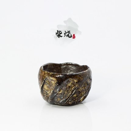 wood fired faceted tea cup 28-yaki