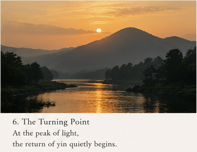 serene summer landscape with sunset transition symbolizing turning point of Summer Solstice in Chinese philosophy