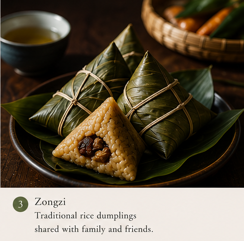 Traditional zongzi rice dumplings prepared for Duanwu Festival