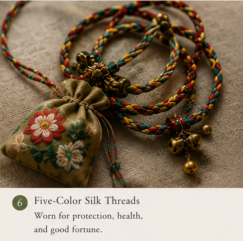 five-color silk threads worn for protection, health, and good fortune