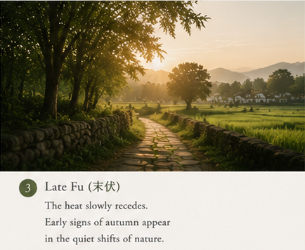 late summer Chinese landscape showing the transition from heat toward early autumn