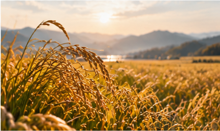 Golden autumn rice fields ready for harvest under warm sunlight representing seasonal abundance and maturity